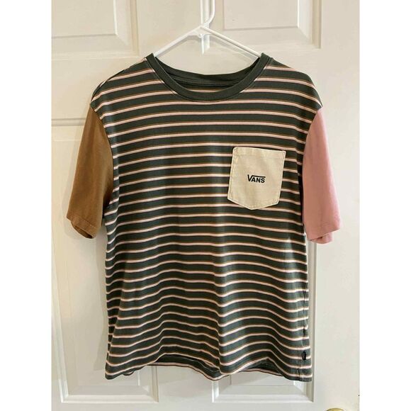 VANS mens retro striped color block t-shirt medium - Picture 1 of 5